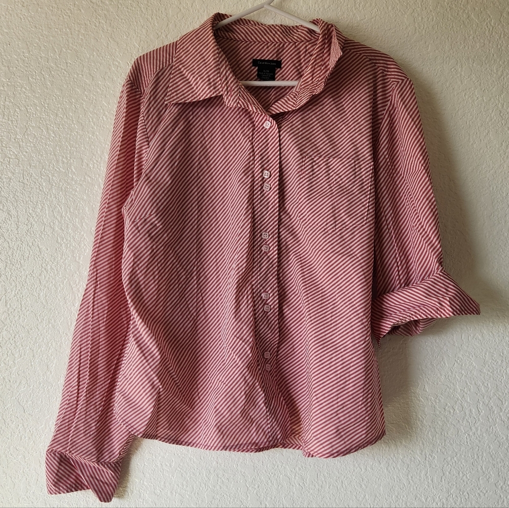 Calvin Klein Jeans Striped Red Women's Shirt Size XL/XG - Picture 1 of 15